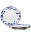 Noritake Bloomington Road 10.5" Set Of 4 Dinner Plates, Service For 4 In Blue