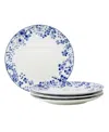 Noritake Bloomington Road 8.25" Set Of 4 Salad Plates, Service For 4 In Blue