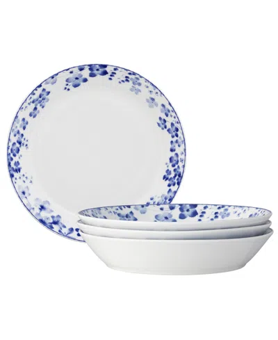 Noritake Bloomington Road Coupe Dinner Bowls, Set Of 4, Service For 4 In Blue