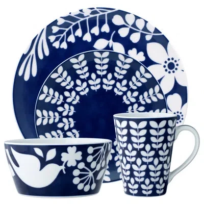Noritake Bluefjord 4-piece Coupe Place Setting, Service For 1 In Blue;white