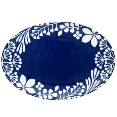 Noritake Bluefjord Oval Platter In Blue;white