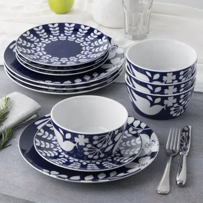 Noritake Bluefjord Set Of 4 Coupe Dinner Plates, 11"