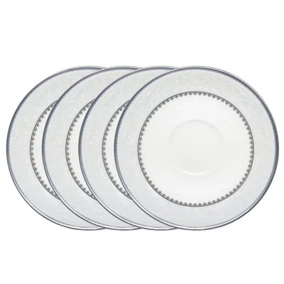 Noritake Brocato Set Of 4 Saucers, 6" In White;gray