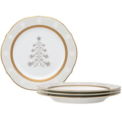 Noritake Charlotta Holiday Tree 9" Accent Plates In Gold