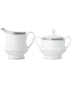Noritake Charlotta Platinum 2 Piece Sugar Creamer Set In White