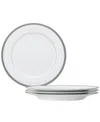 Noritake Charlotta Platinum 4 Piece 10.5" Dinner Plates Set, Service For 4 In Silver