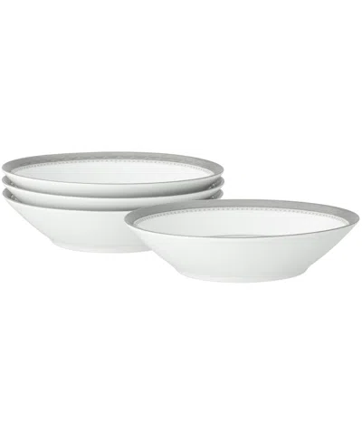 Noritake Charlotta Platinum 4 Piece 5.5" Fruit Bowls Set, 4 Oz, Service For 4 In White