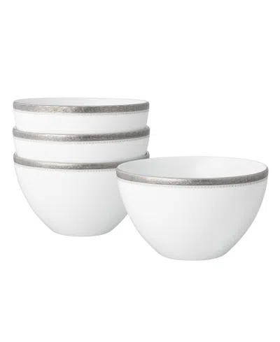 Noritake Charlotta Platinum 4 Piece 6" Cereal Bowls Set, 29 Oz, Service For 4 In White
