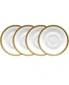 Noritake Charlotta Platinum 4 Piece 6" Saucers Set, Service For 4 In Gold