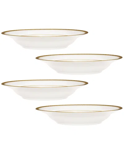 Noritake Charlotta Platinum 4 Piece 9" Rim Soup Bowls Set, 27 Oz, Service For 4 In Gold