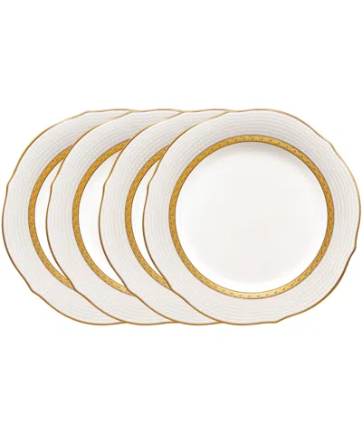 Noritake Charlotta Platinum 4 Piece 9'' Scalloped Accent Plates Set, Service For 4 In Gold