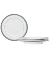 Noritake Charlotta Platinum 4 Piece Bread Butter And Appetizer Plates Set, Service For 4 In White