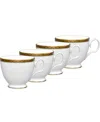 Noritake Charlotta Platinum 4 Piece Cups Set, Service For 4 In Gold