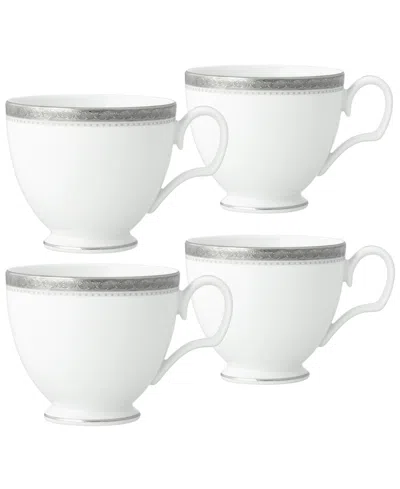 Noritake Charlotta Platinum 4 Piece Cups Set, Service For 4 In Silver