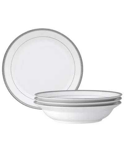 Noritake Charlotta Platinum 4-pc. Rim Dinner Bowl Set, Service For 4 In Silver