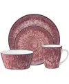 Noritake Colorkraft Essence Garnet 4 Piece Coupe Place Setting In Garnet