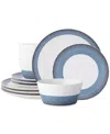 Noritake Colorscapes Layers 12 Piece Coupe Dinnerware Set In Navy