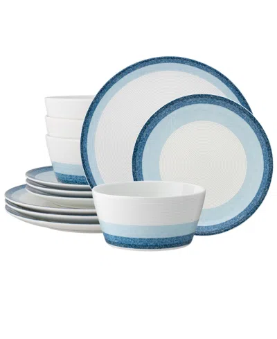 Noritake Colorscapes Layers 12 Piece Coupe Dinnerware Set In Sky