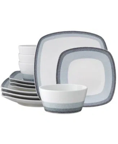 Noritake Colorscapes Layers 12 Piece Square Dinnerware Set Collection In Blue