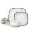 Noritake Colorscapes Layers 12 Piece Square Dinnerware Set In Sage