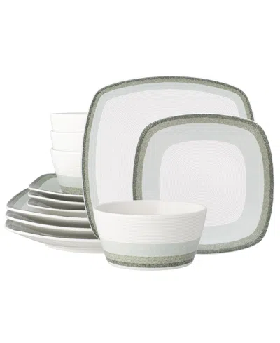 Noritake Colorscapes Layers 12 Piece Square Dinnerware Set In Sage