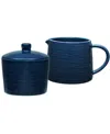 NORITAKE COLORSCAPES NAVY-ON-NAVY SWIRL SUGAR AND CREAMER, SET OF 2