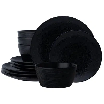 Noritake Colorscapes Swirl 12-piece Coupe Dinnerware Set, Service For 4 In Black