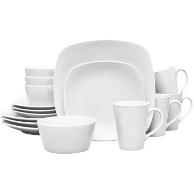 Noritake Colorscapes Swirl 16-piece Square Dinnerware Set, Service For 4 In White