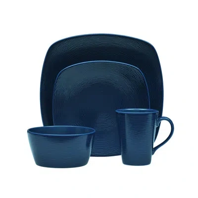 Noritake Colorscapes Swirl 4-piece Square Place Setting, Service For 1 In Navy
