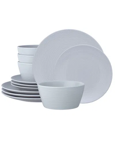 Noritake Colorscapes Swirl Coupe 12 Piece Dinnerware Set, Service For 4 In Gray