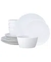Noritake Colorscapes Swirl Coupe 12 Piece Dinnerware Set, Service For 4 In White