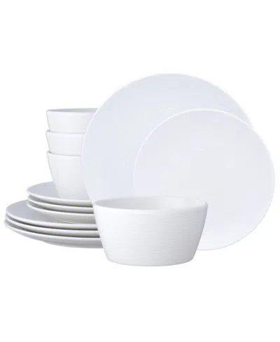 Noritake Colorscapes Swirl Coupe 12 Piece Dinnerware Set, Service For 4 In White