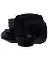 Noritake Colorscapes Swirl Square Set 12 Piece Dinnerware Set, Service For 4 In Black