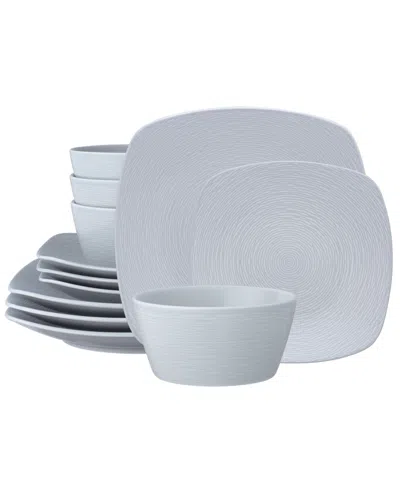 Noritake Colorscapes Swirl Square Set 12 Piece Dinnerware Set, Service For 4 In Gray