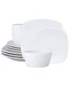 Noritake Colorscapes Swirl Square Set 12 Piece Dinnerware Set, Service For 4 In White