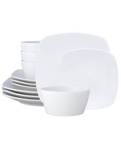 Noritake Colorscapes Swirl Square Set 12 Piece Dinnerware Set, Service For 4 In White