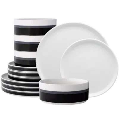 Noritake Colorstax Stripe 12-piece Dinnerware Set, Service For 4 In Black