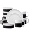 Noritake Colorstax Stripe 16-piece Dinnerware Set, Service For 4 In Black
