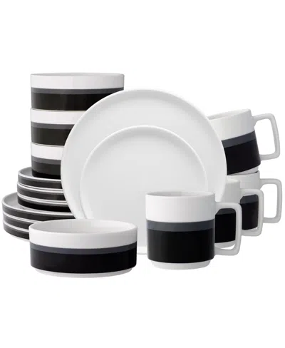 Noritake Colorstax Stripe 16-piece Dinnerware Set, Service For 4 In Black