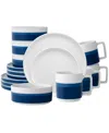 Noritake Colorstax Stripe 16-piece Dinnerware Set, Service For 4 In Blue