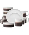 Noritake Colorstax Stripe 16-piece Dinnerware Set, Service For 4 In Brown