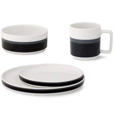 Noritake Colorstax Stripe 4-piece Place Setting, Service For 1 In Black