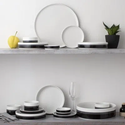 Noritake Colorstax Stripe Deep Plates, 7 1/2", 12 Oz. In Black