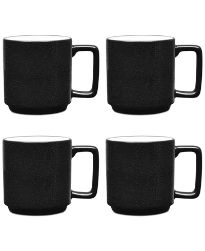 Noritake Colortex Stone Stax Mugs, Set Of 4 In Black