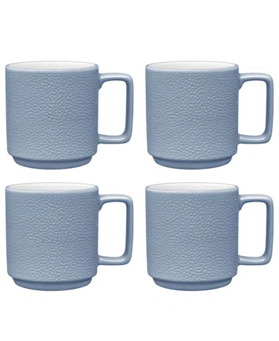 Noritake Colortex Stone Stax Mugs, Set Of 4 In Blue