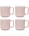 Noritake Colortex Stone Stax Mugs, Set Of 4 In Blush