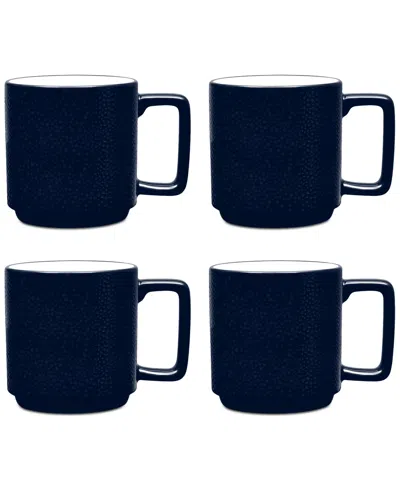 Noritake Colortex Stone Stax Mugs, Set Of 4 In Navy