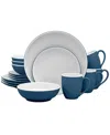 Noritake Colortrio Coupe 16 Piece Dinnerware Set, Service For 4 In Blue