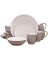 Noritake Colortrio Coupe 16 Piece Dinnerware Set, Service For 4 In Clay
