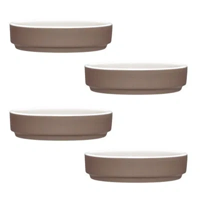 Noritake Colortrio Set Of 4 Stax Mini Plates, 3-3/4" In Brown